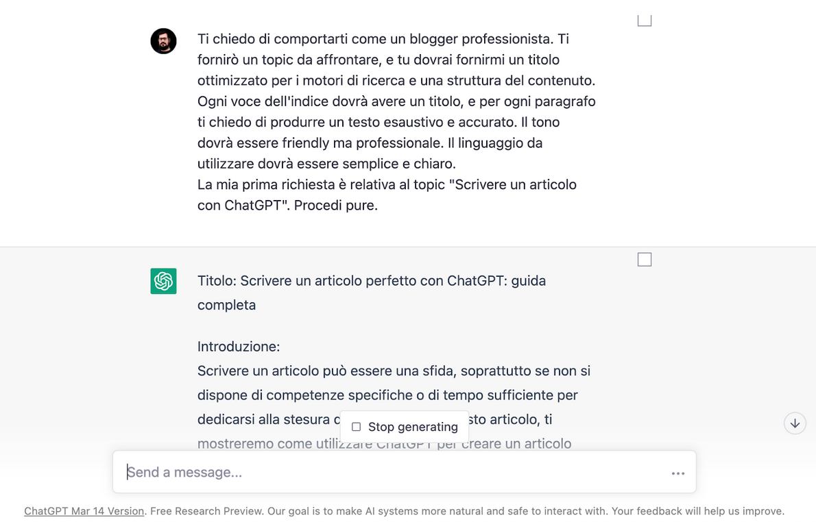 come scrivere un articolo con chatgpt